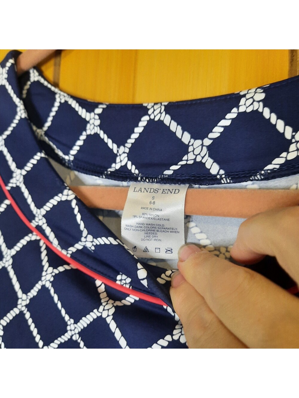 Lands' End Womens Navy Blue Nautical Shift Dress Size Small Nylon Spandex - Picture 3 of 3